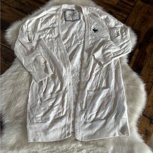 Abercrombie & Fitch Cream Cardigan with Checkered Detail